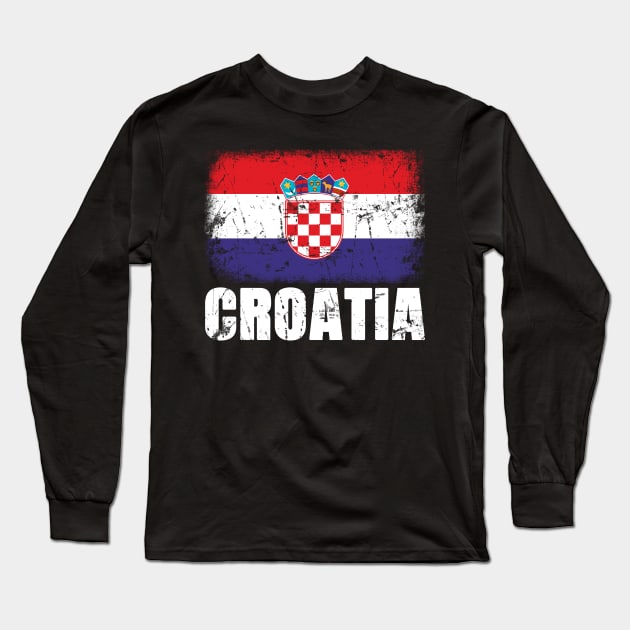 Croatia grunge distressed Flag Long Sleeve T-Shirt by Foxxy Merch